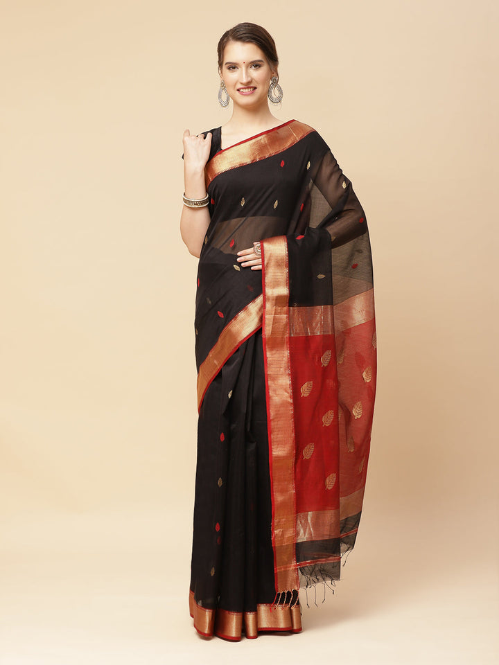 Zari Border Booti Cotton Woven Saree