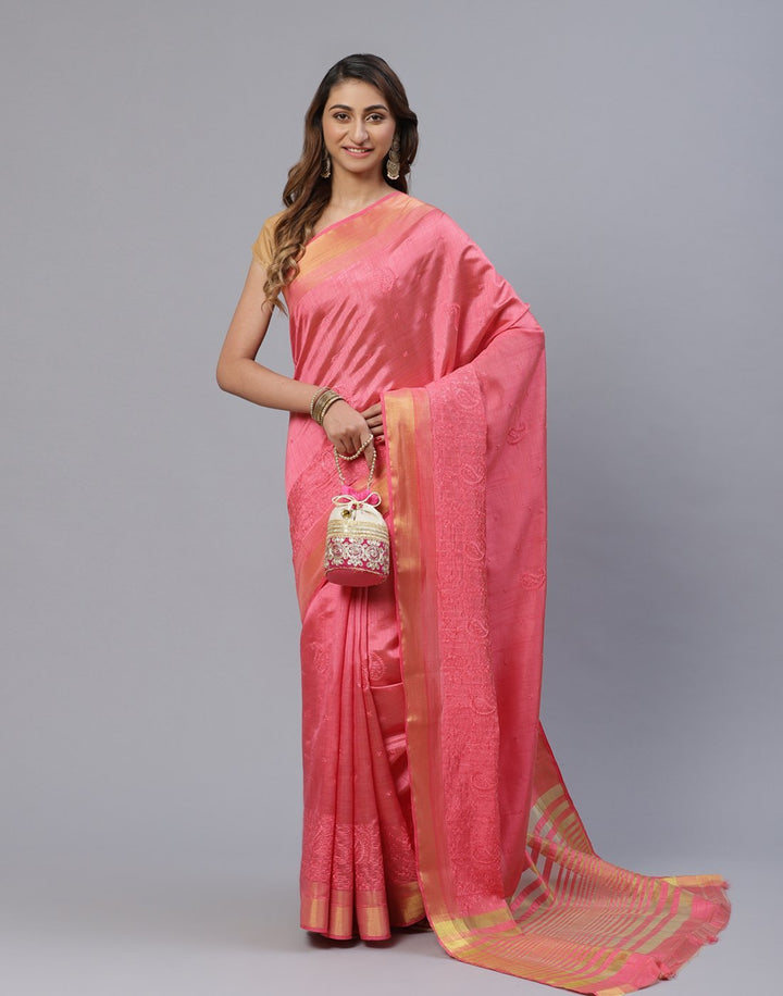 Woven Embroidered Art Handloom Saree