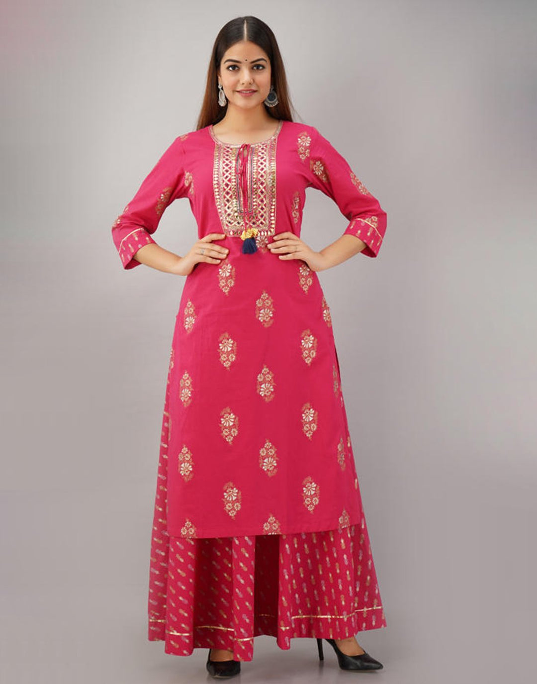 Printed Cotton Kurti With Palazzo