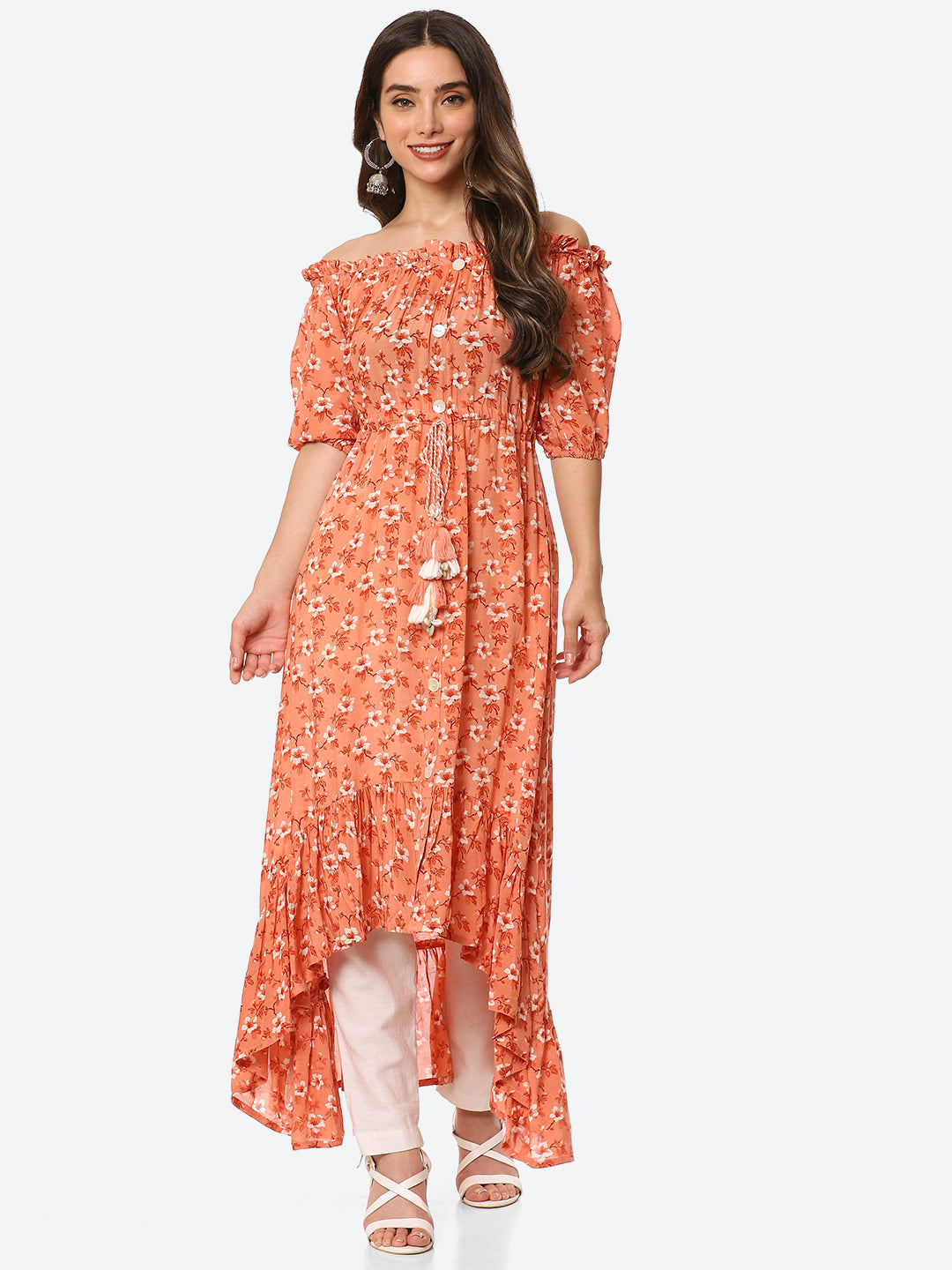 Floral Printed Muslin Kurta