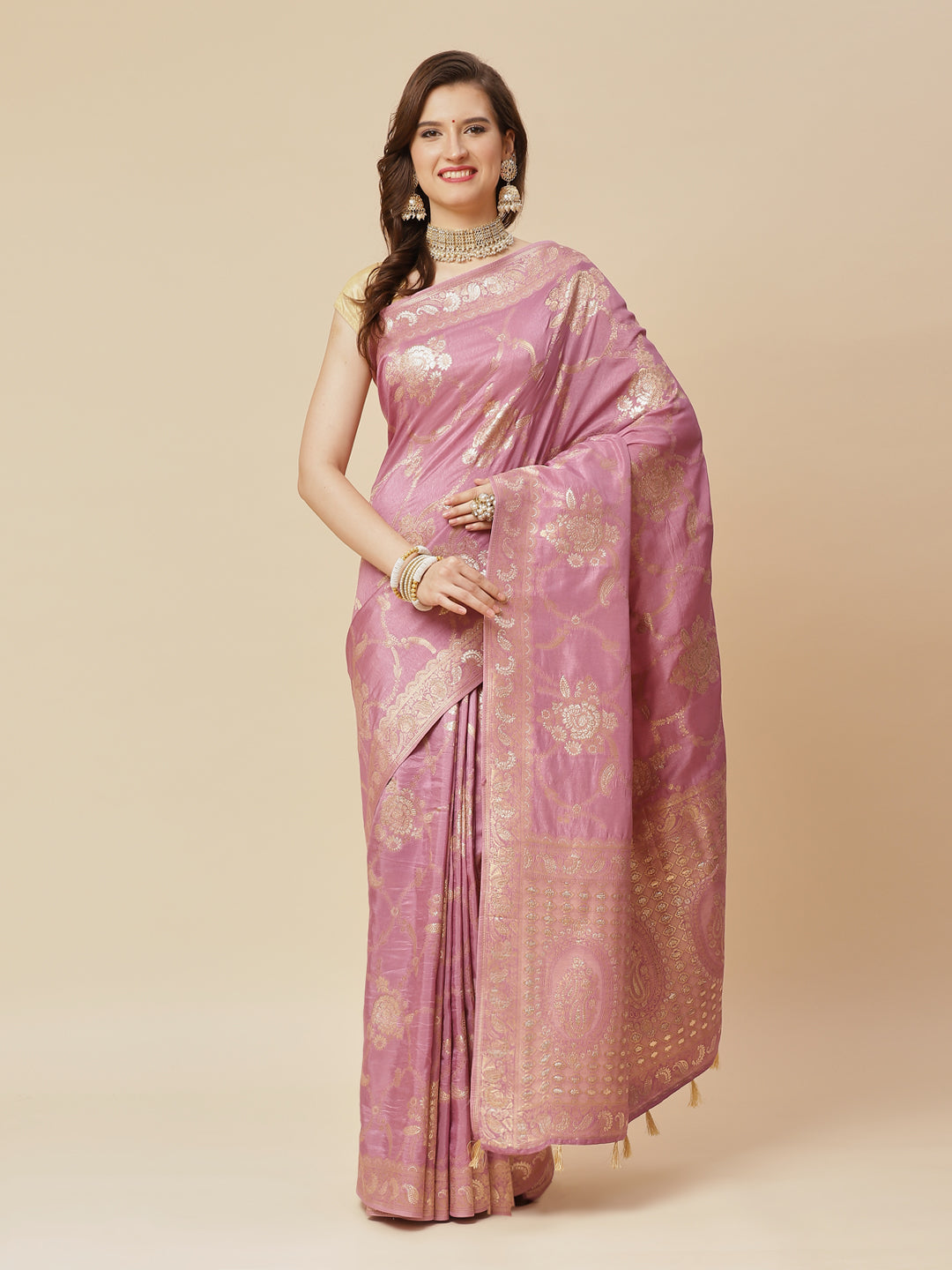 Zari Jaal Banarasi Woven Saree