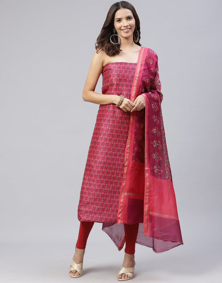 Printed Chanderi Suit Piece