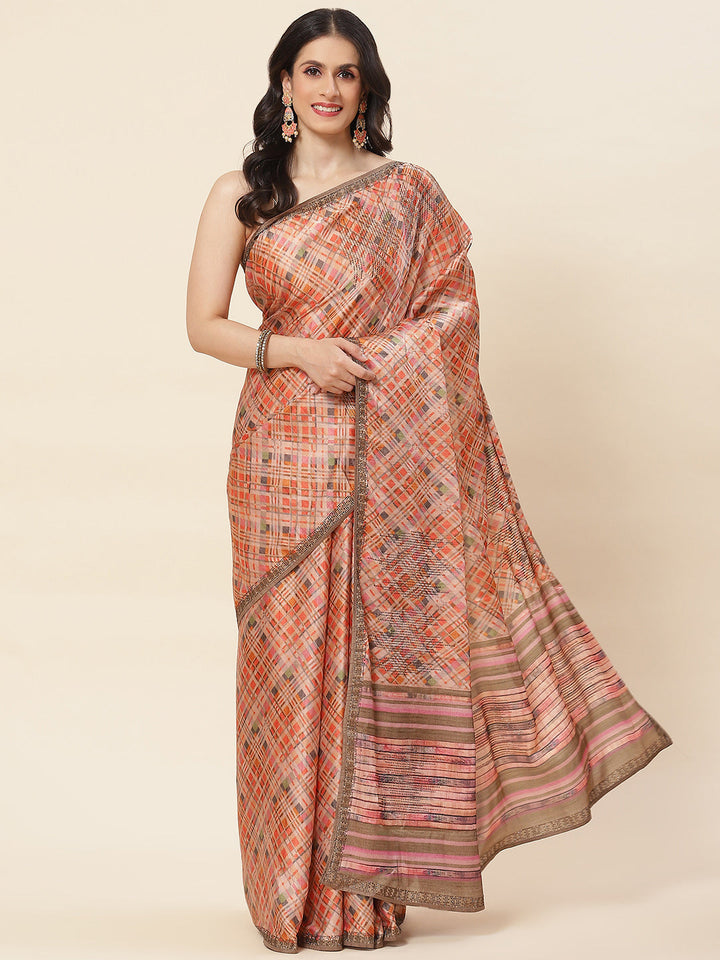 Digital Printed Satin Saree