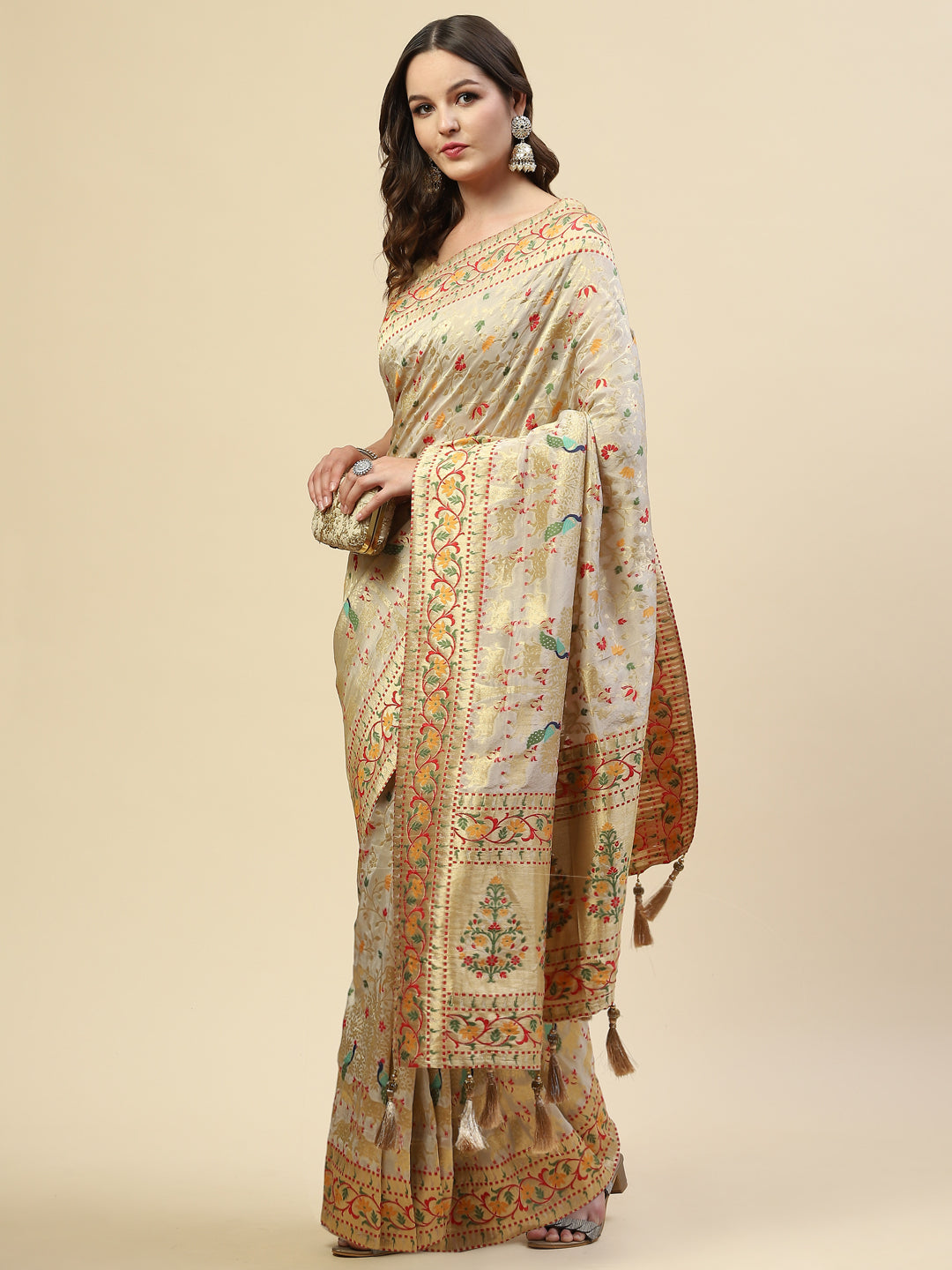 Brocade Zari Jaal Handloom Woven Saree