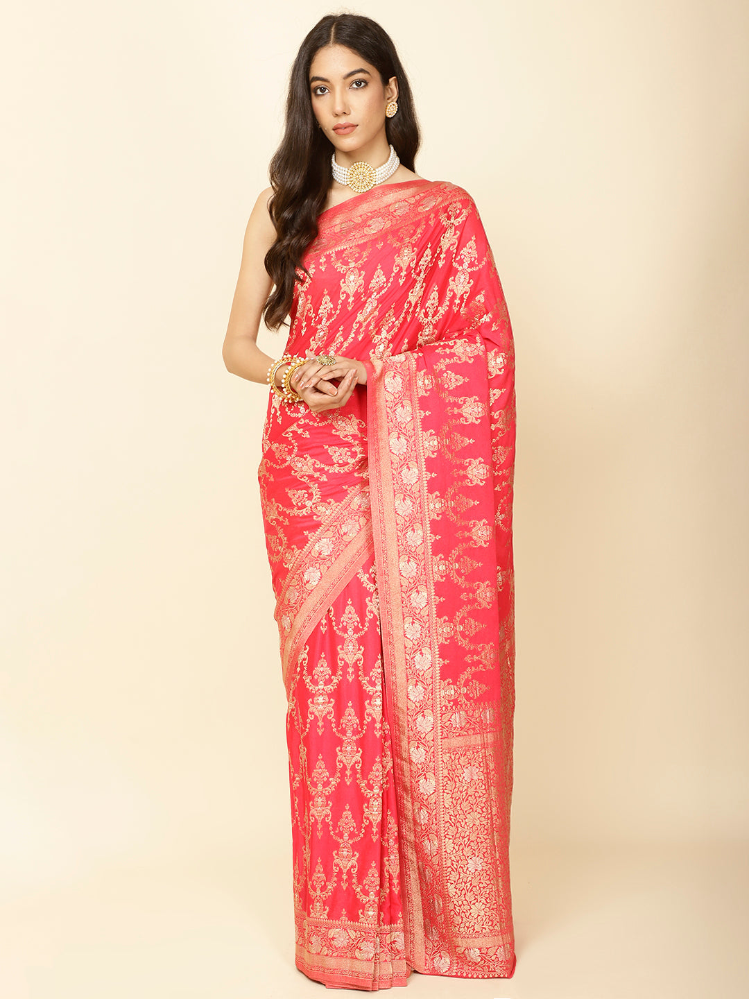 Zari Jaal Woven Crepe Saree
