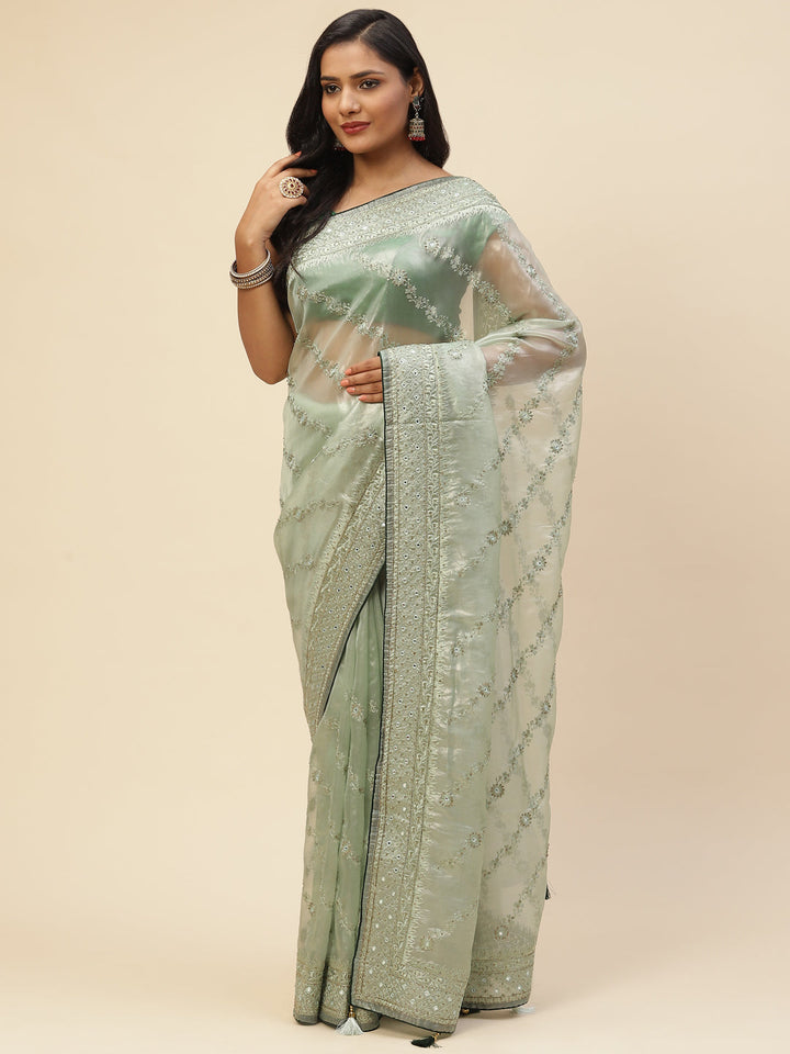Cutdana Embroidered Organza Saree