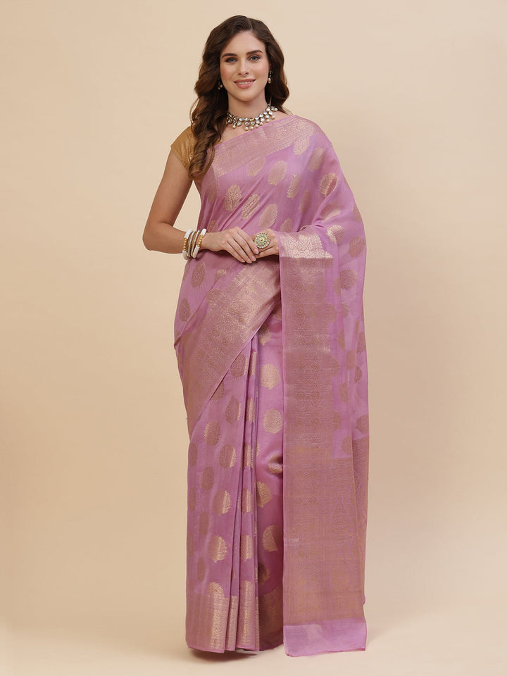 Zari Border Booti Cotton Woven Saree