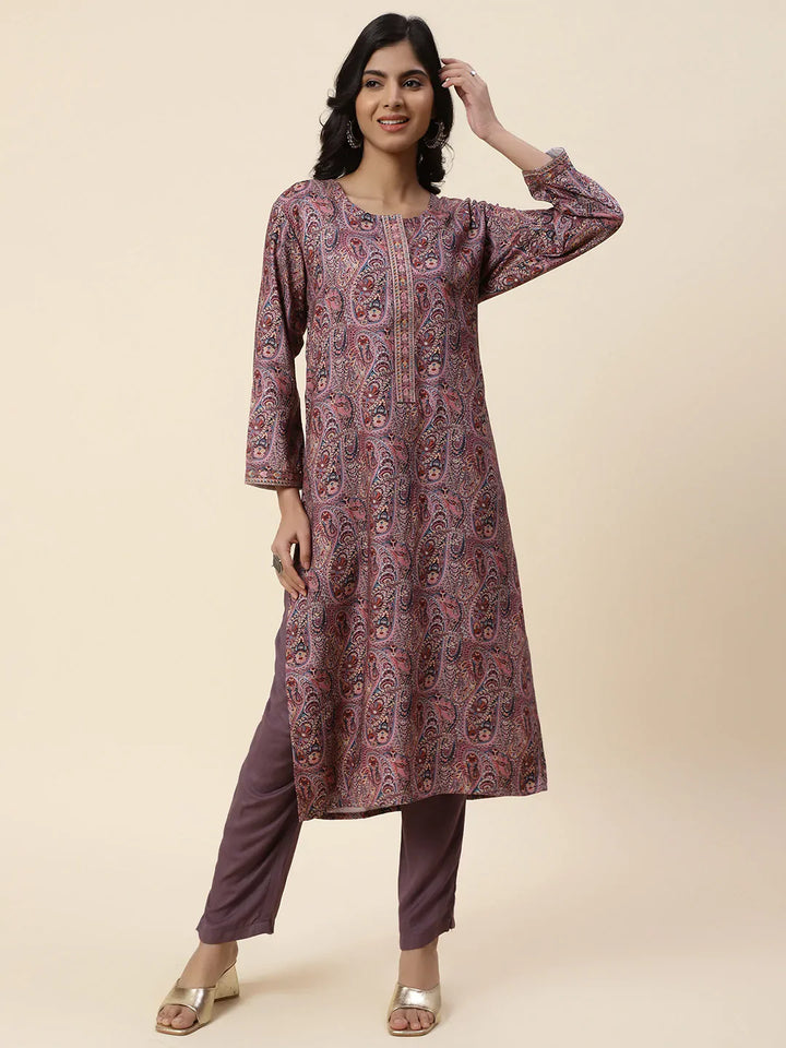 Printed Pashmina Kurta With Pants