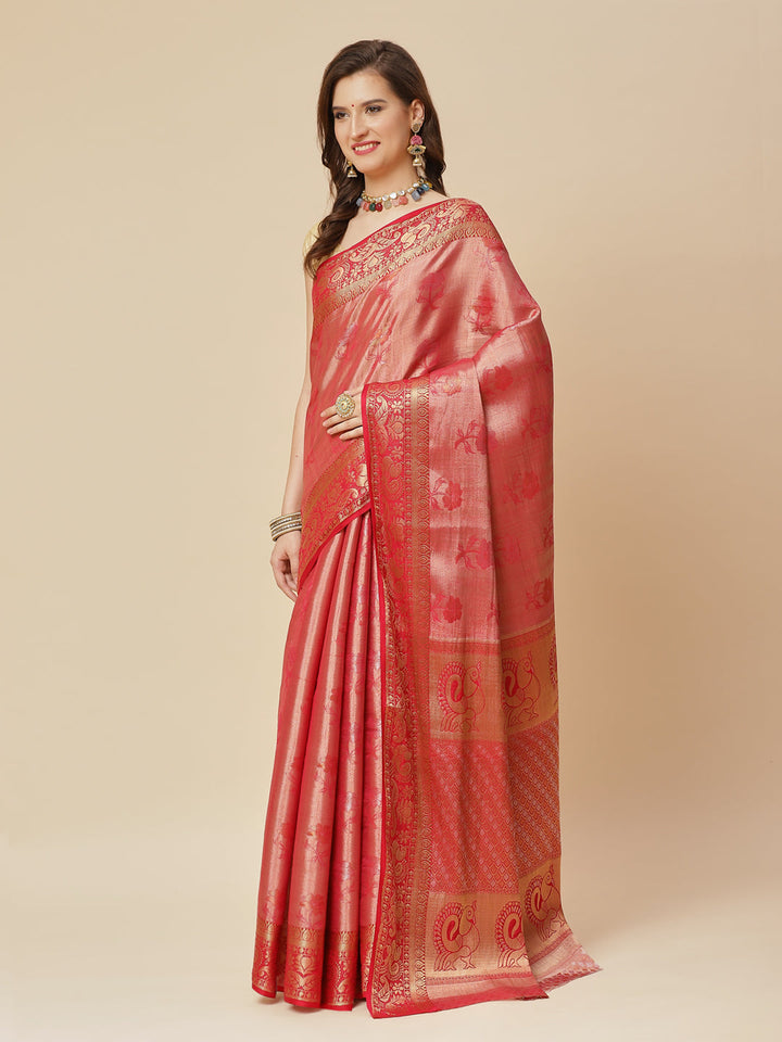 Brocade Zari Jaal Art Handloom Woven Saree