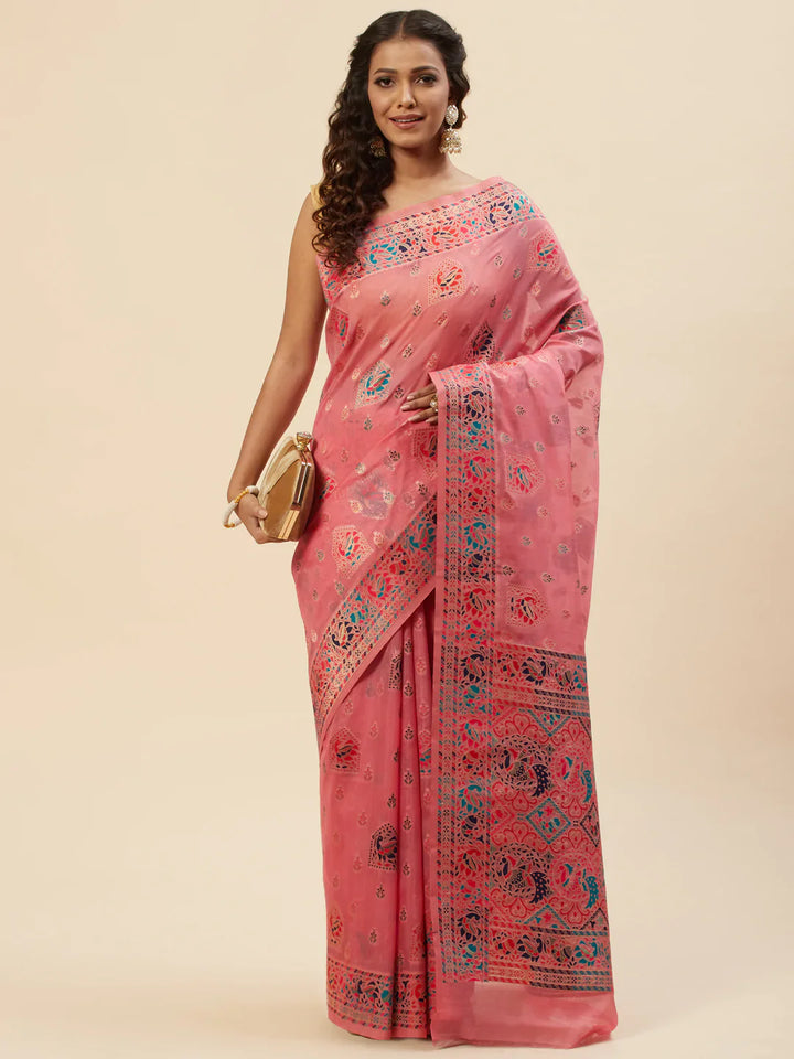 Zari Border Booti Handloom Woven Saree