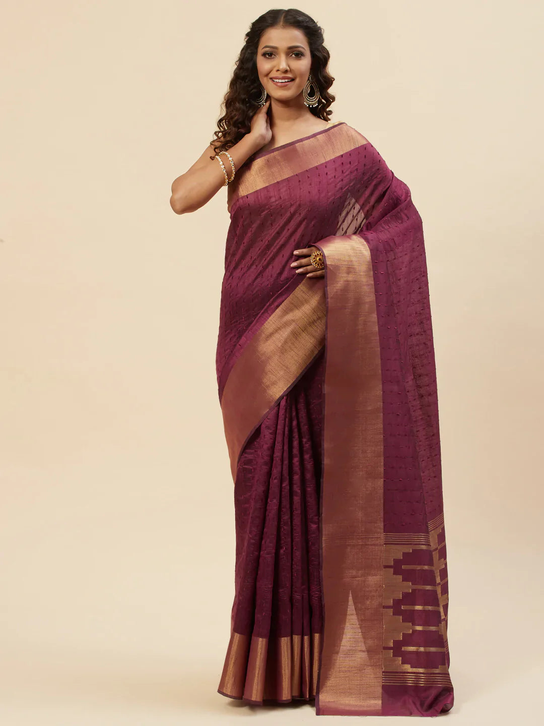 Plain Zari Border Handloom Woven Saree