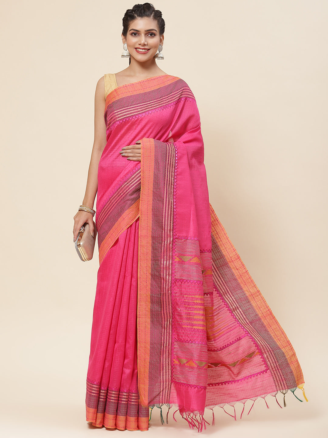 Kantha Work Tussar Saree