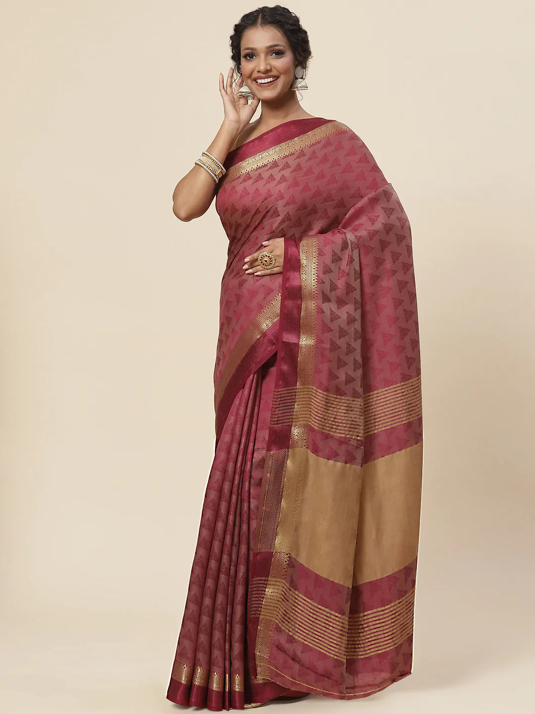 Plain Zari Border Handloom Woven Saree