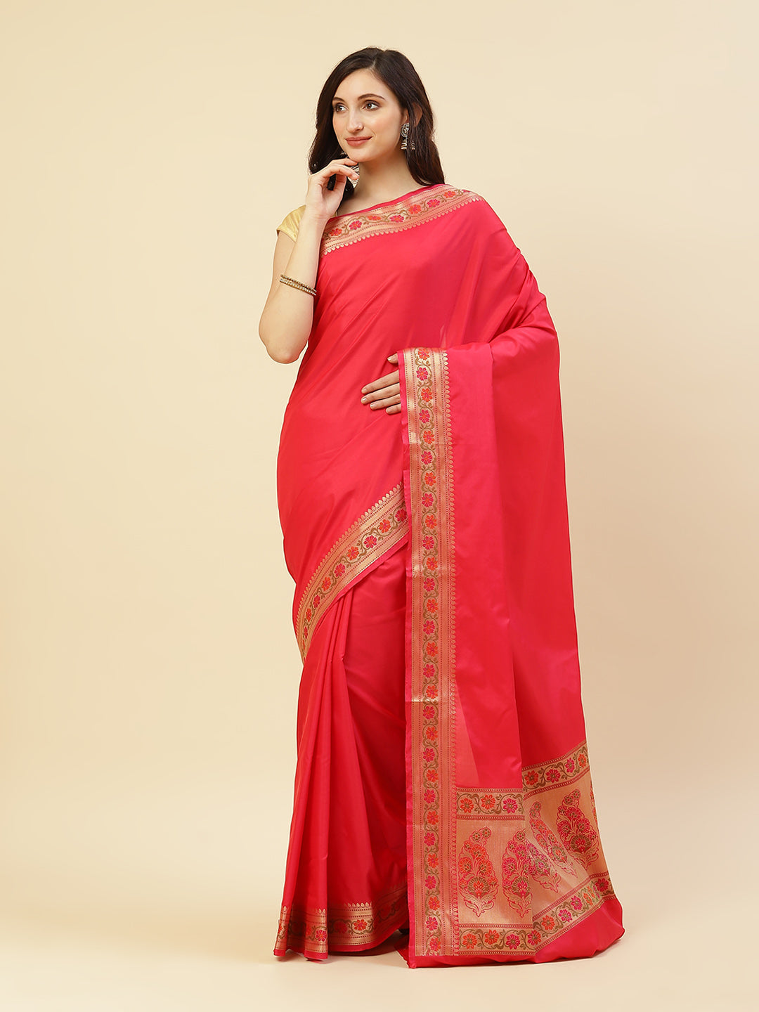 Resham Zari Border Cotton Woven Saree
