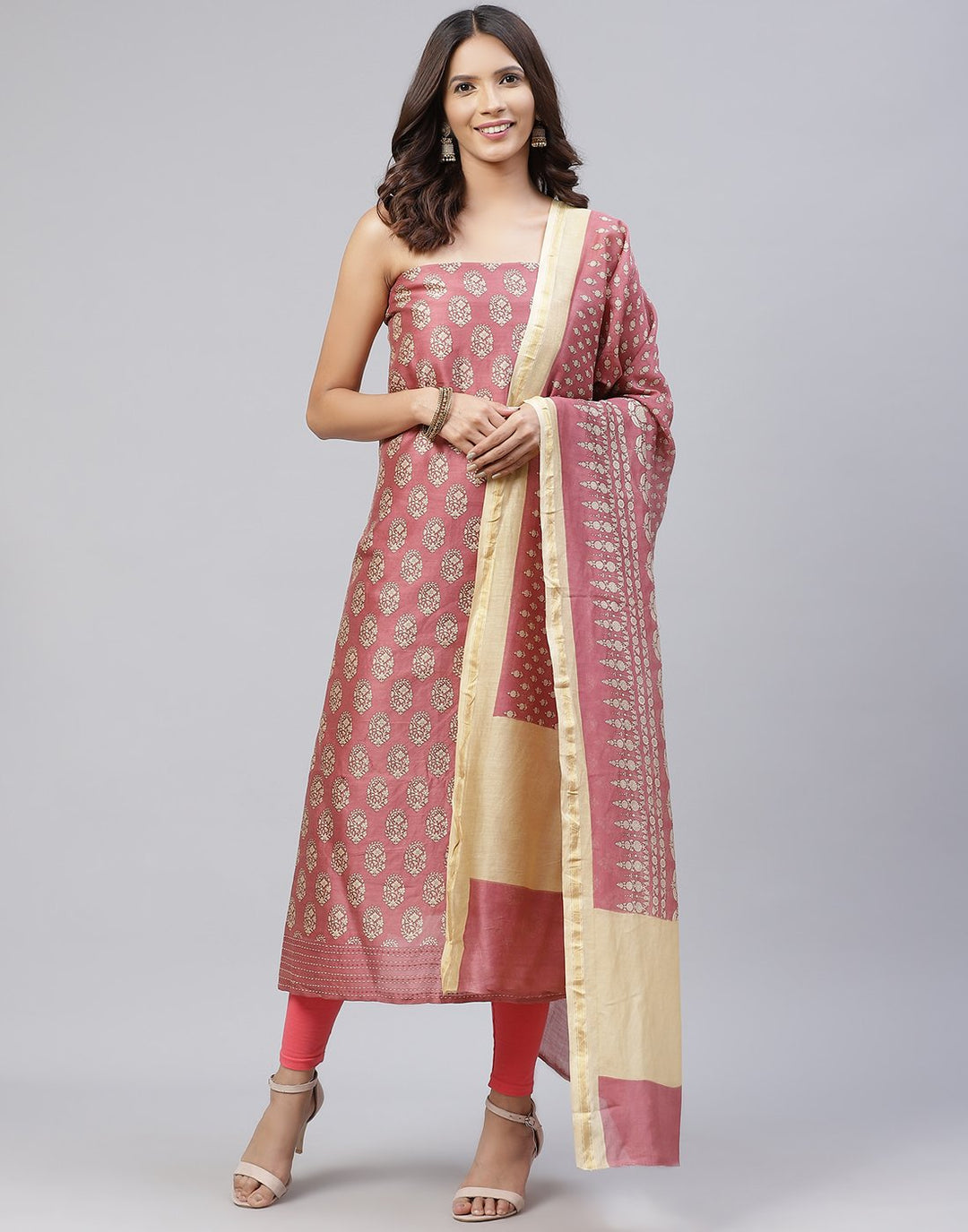 Printed Chanderi Suit Piece