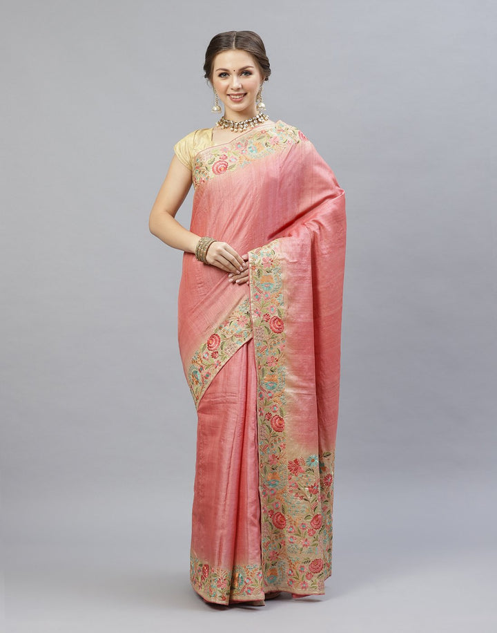 Tussar Embroidered Saree