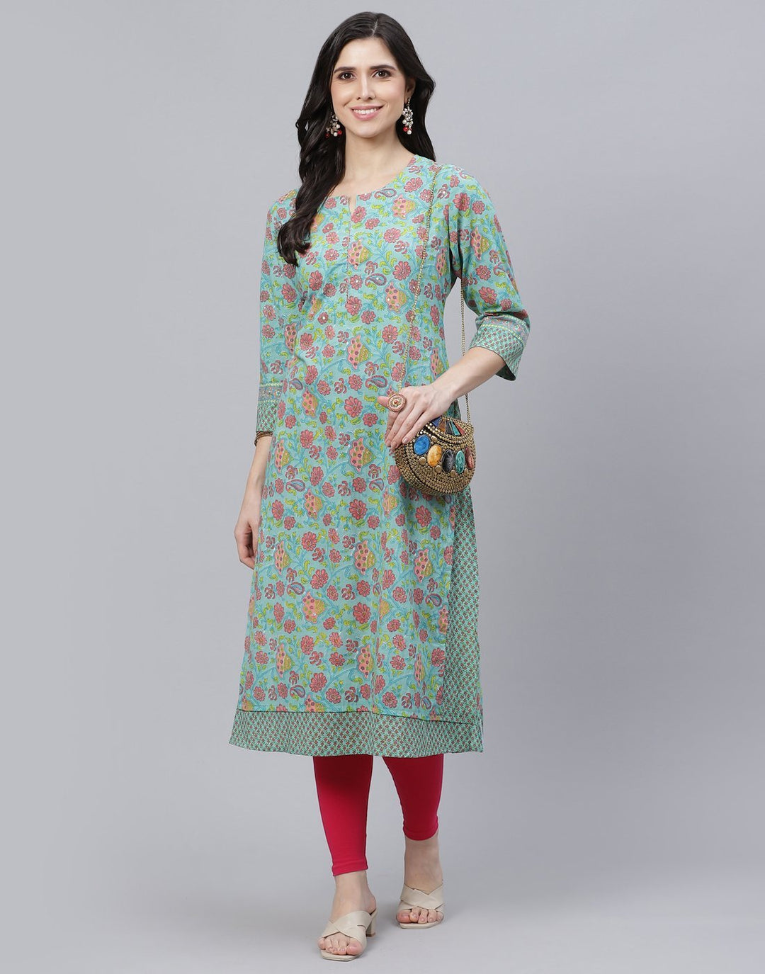 Floral Print Cotton Kurti