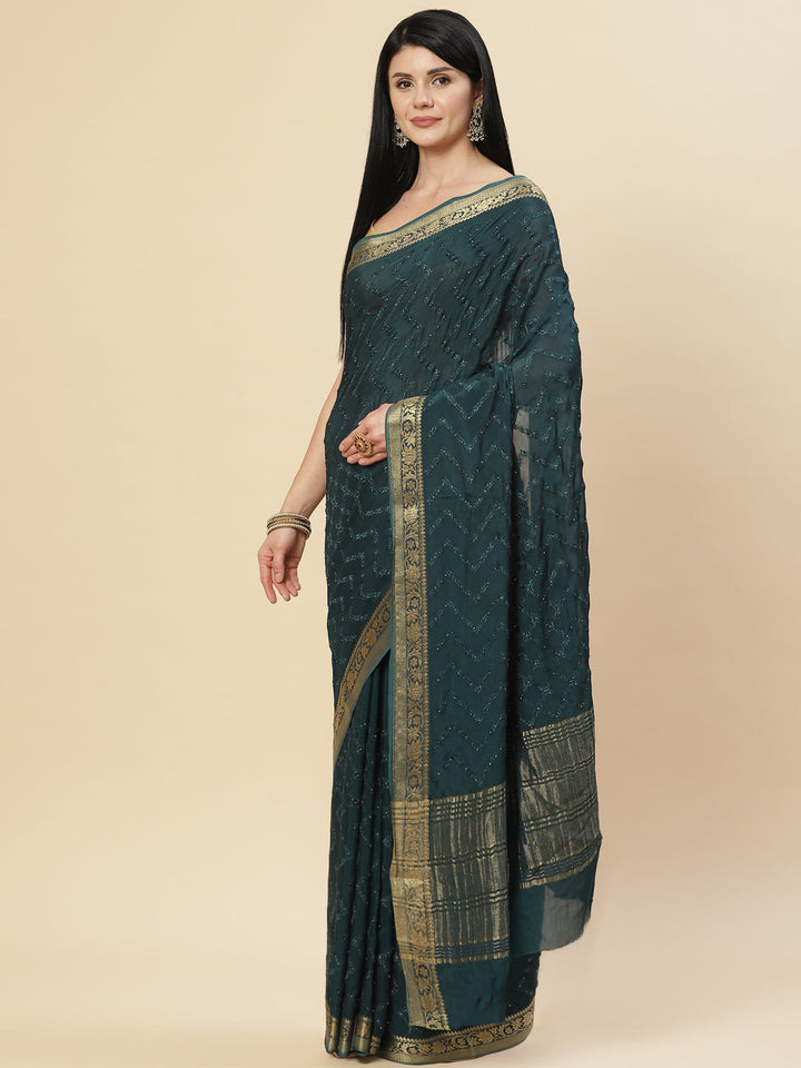 Embroidered Crepe Saree