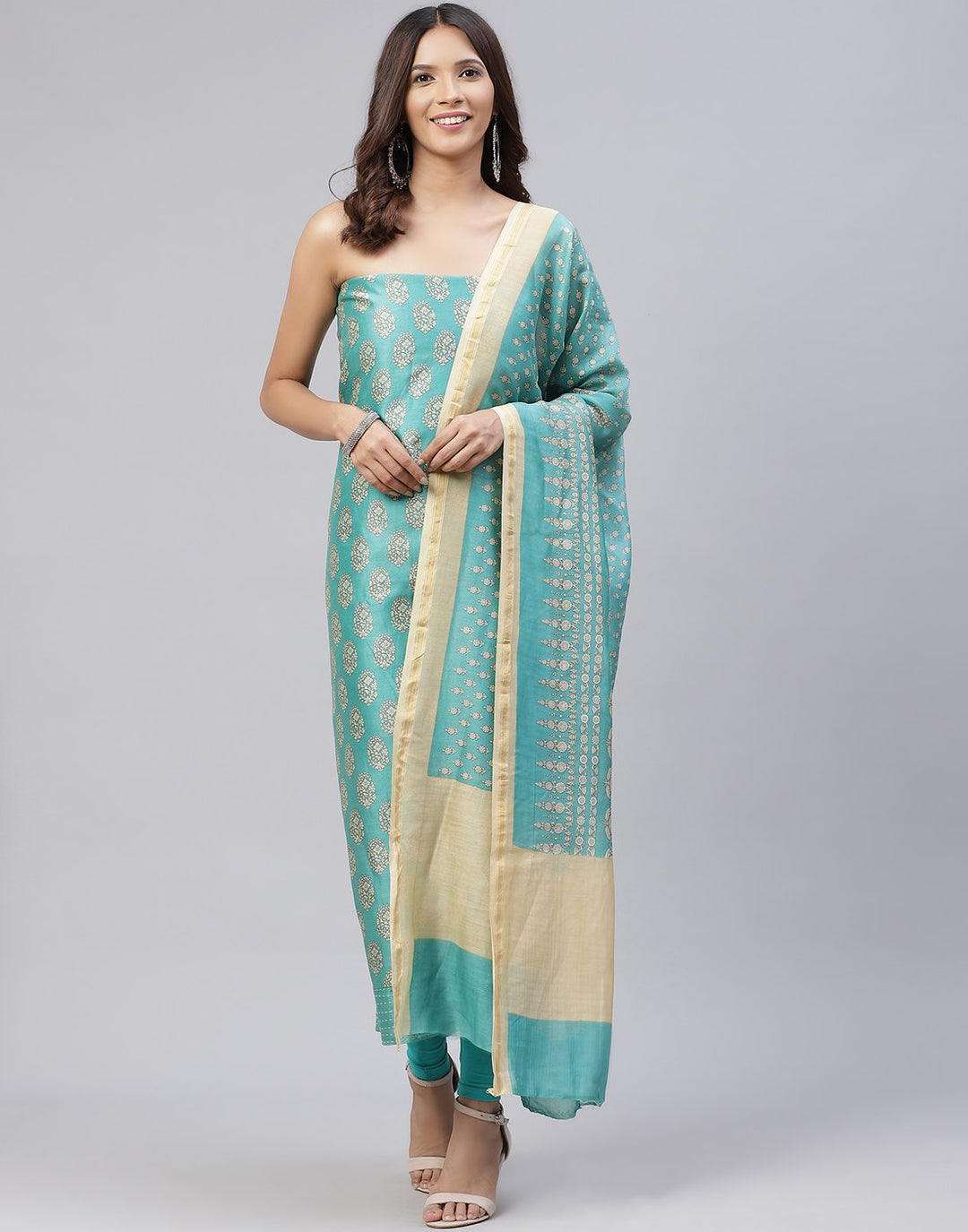 Printed Chanderi Suit Piece