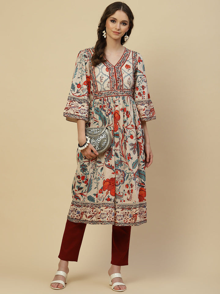 Floral Printed Cotton Kurta