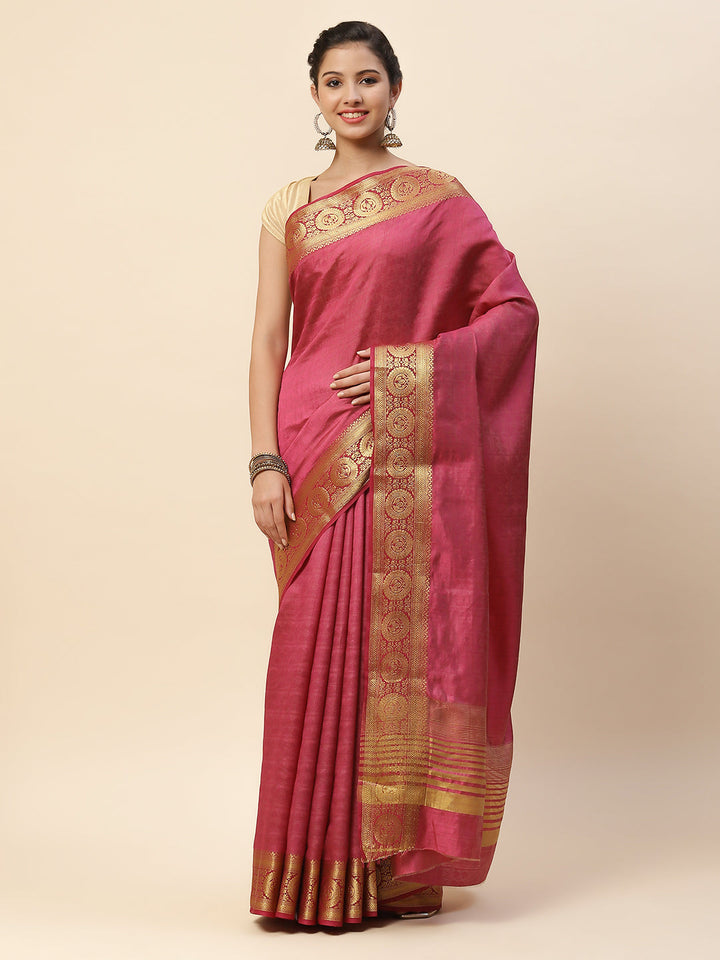 Plain Zari Border Art Handloom Woven Saree
