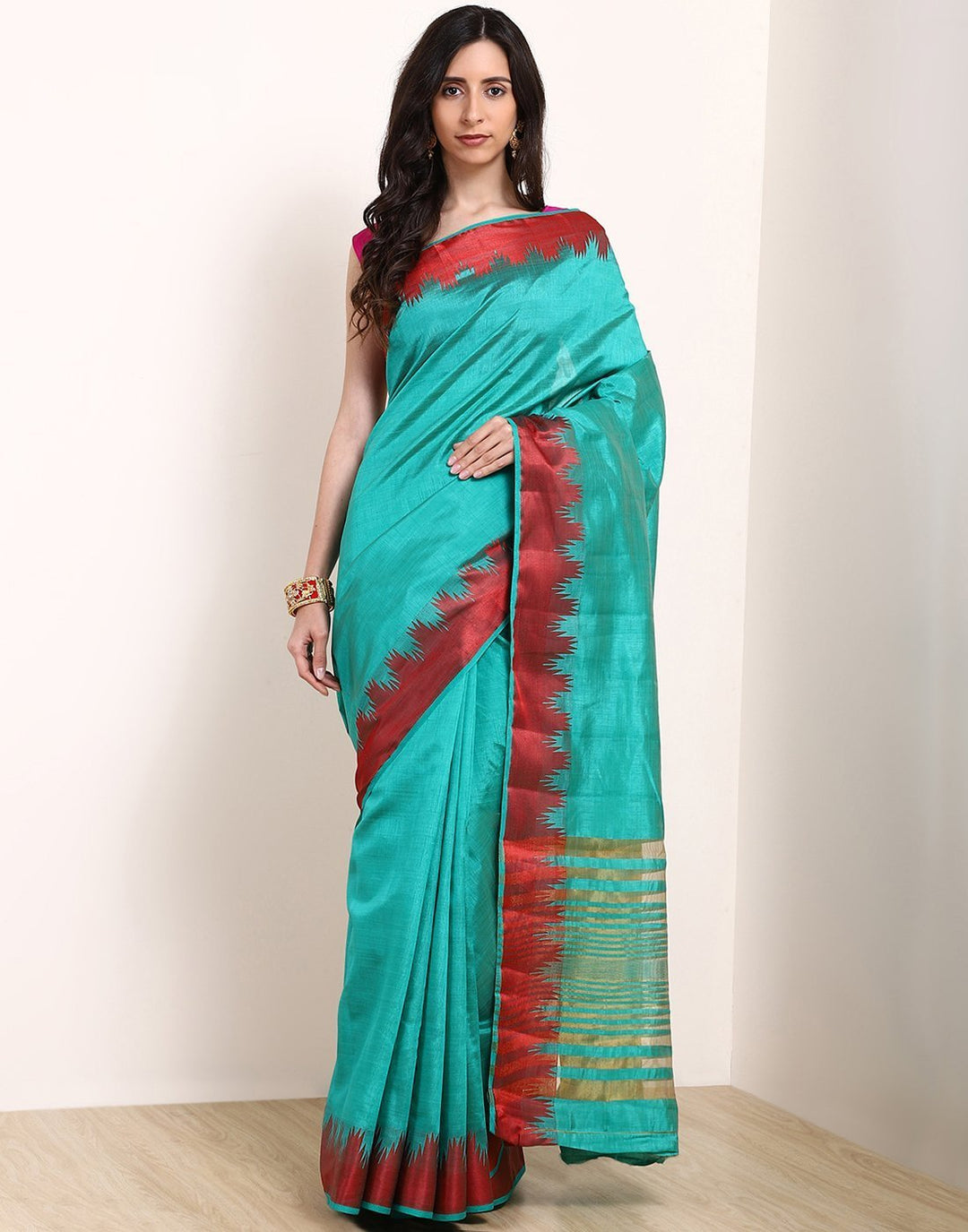 MBZ Meena Bazaar-Mustard Art Handloom Saree