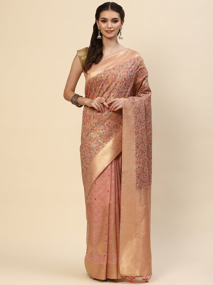 Floral Zari Jaal Handloom Woven Saree