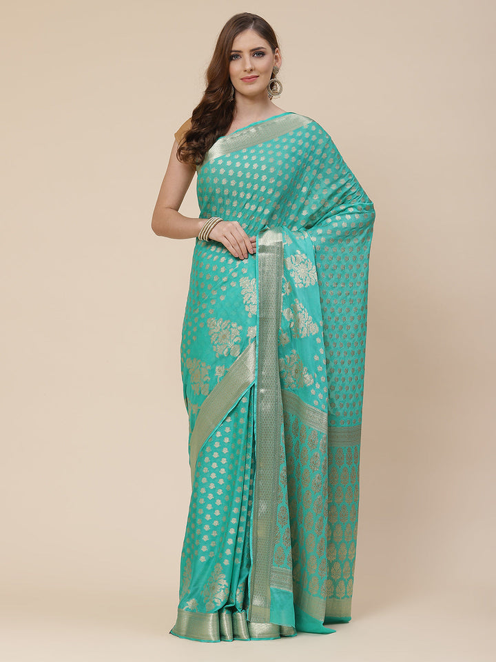 Zari Booti Georgette Plain Saree