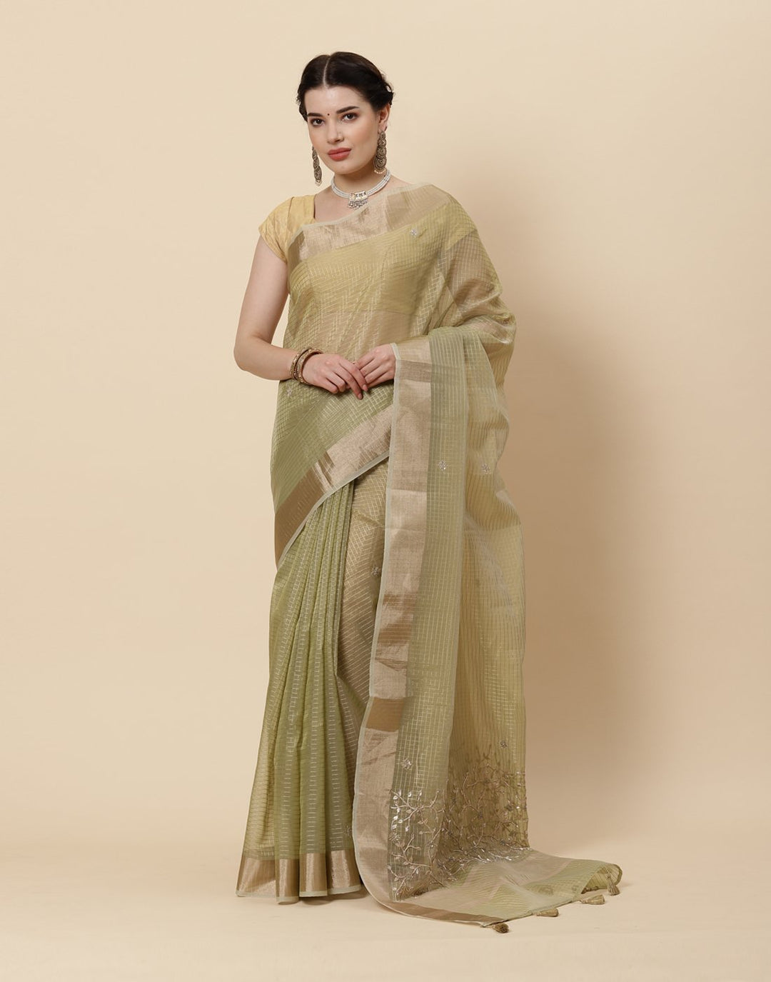 Embroidered Banarasi Tissue Saree
