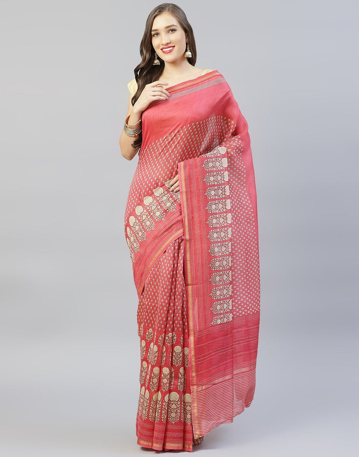 Kantha Border Printed Cotton Saree