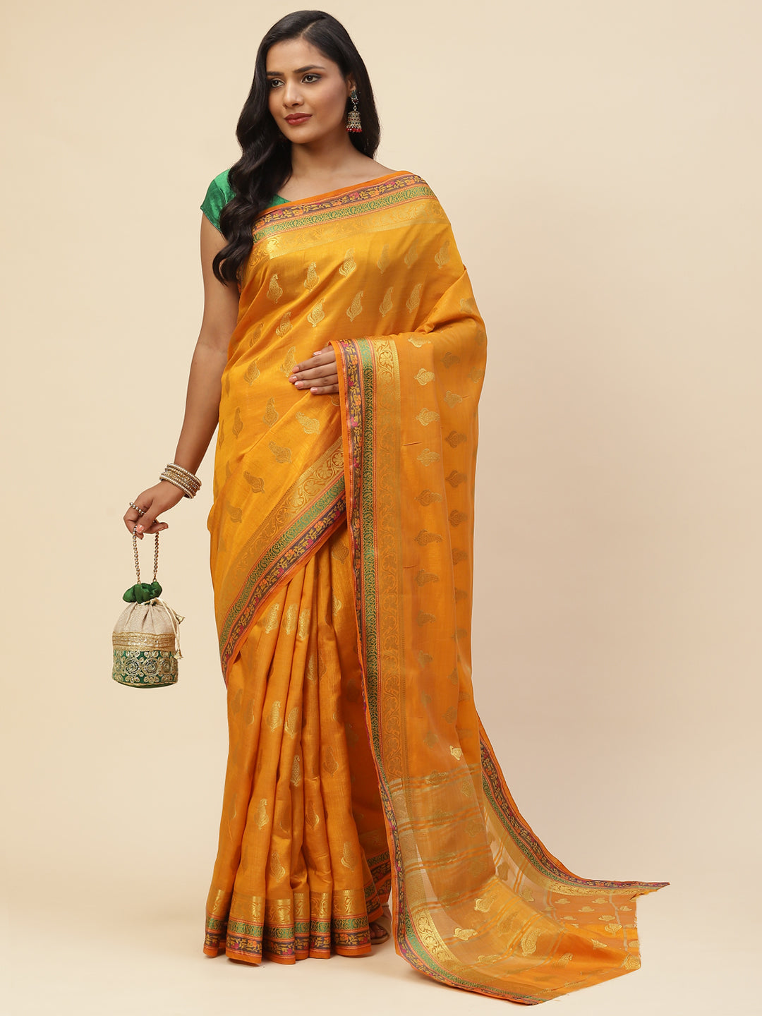 Zari Jaal Handloom Woven Saree