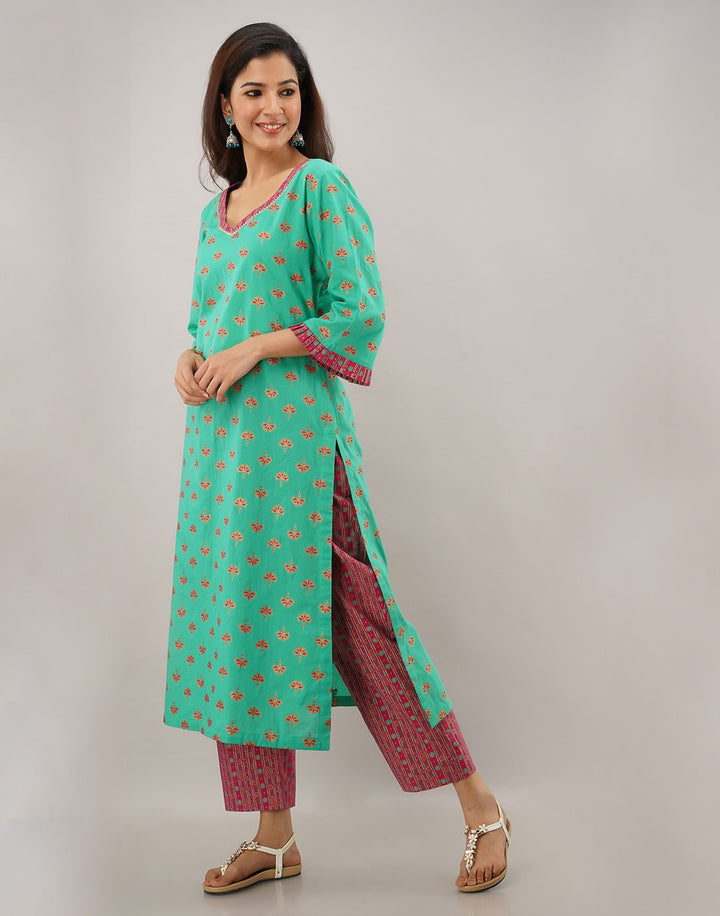 Printed Cotton Kurti With Pant