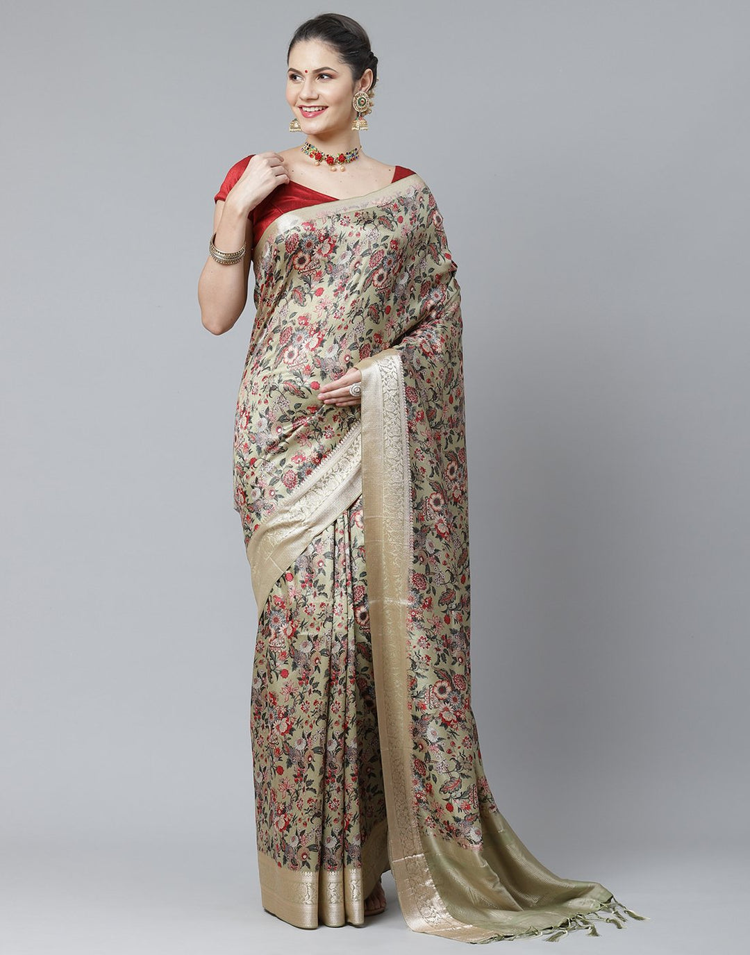 Floral Print Art Handloom Saree