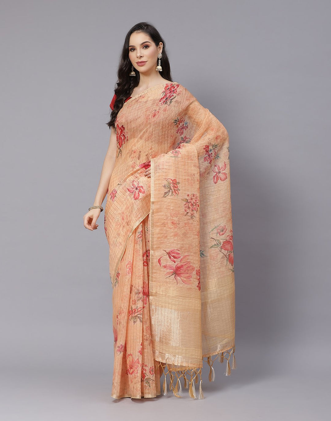 Digital Floral Linen Printed Saree