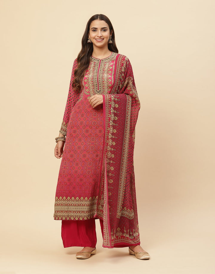 Digital Printed Crepe Salwar Kameez Stitched Suit With Georgette Dupatta