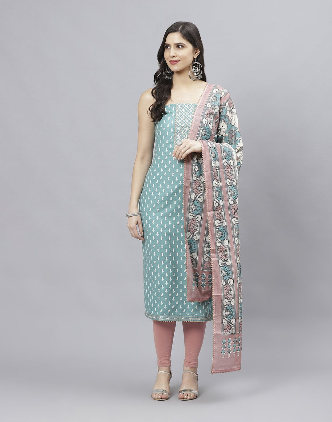 Printed Cotton Suit Piece With Dupatta