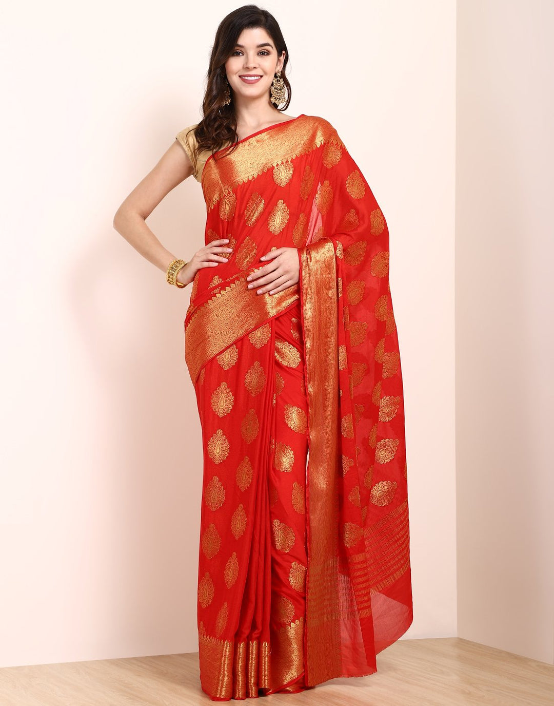 MBZ Meena Bazaar-Purple Art Crape Saree