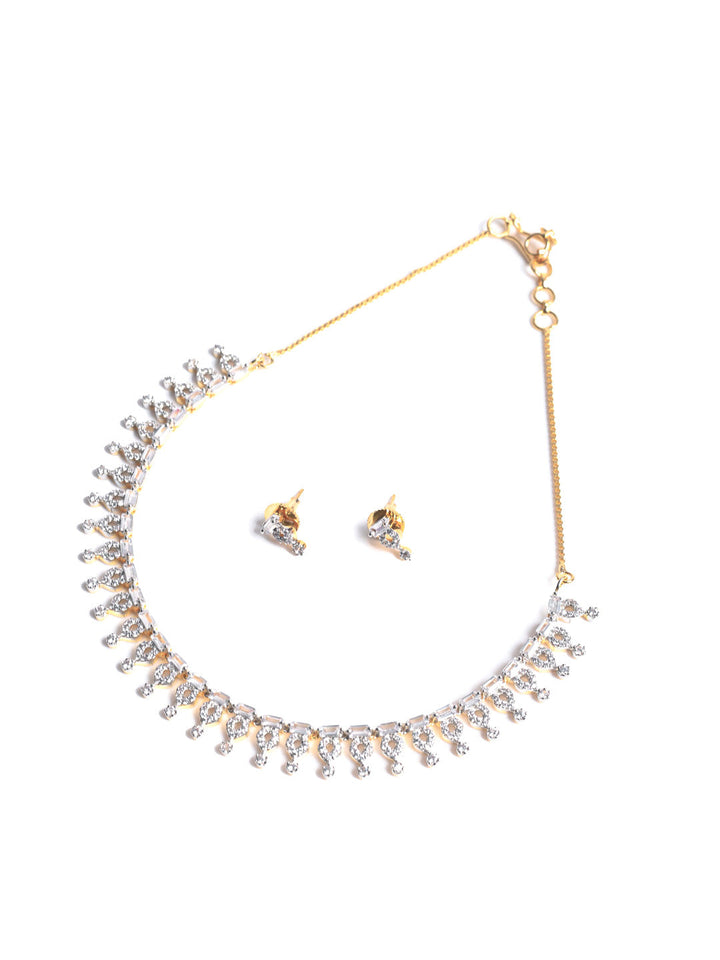 Silver AD Necklace Set With Earrings