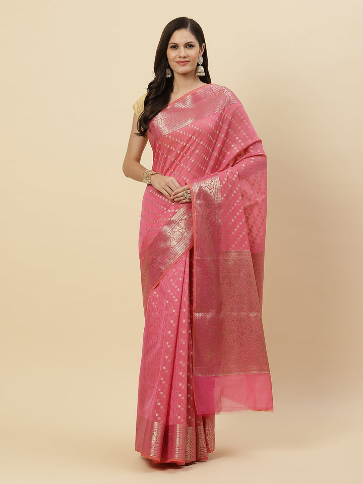 Zari Border Booti Cotton Woven Saree