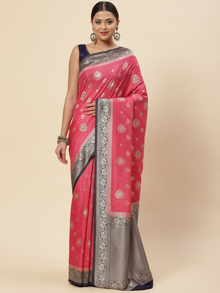 Zari Border Booti Handloom Woven Saree