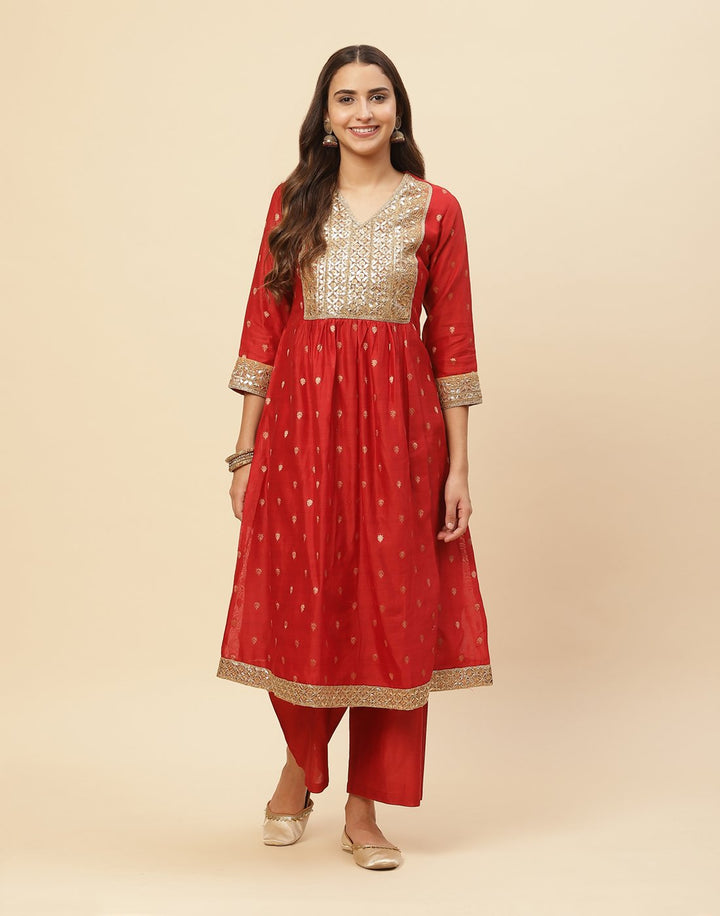 Embroidered Gota Work Anarkali Kurti With Palazzo