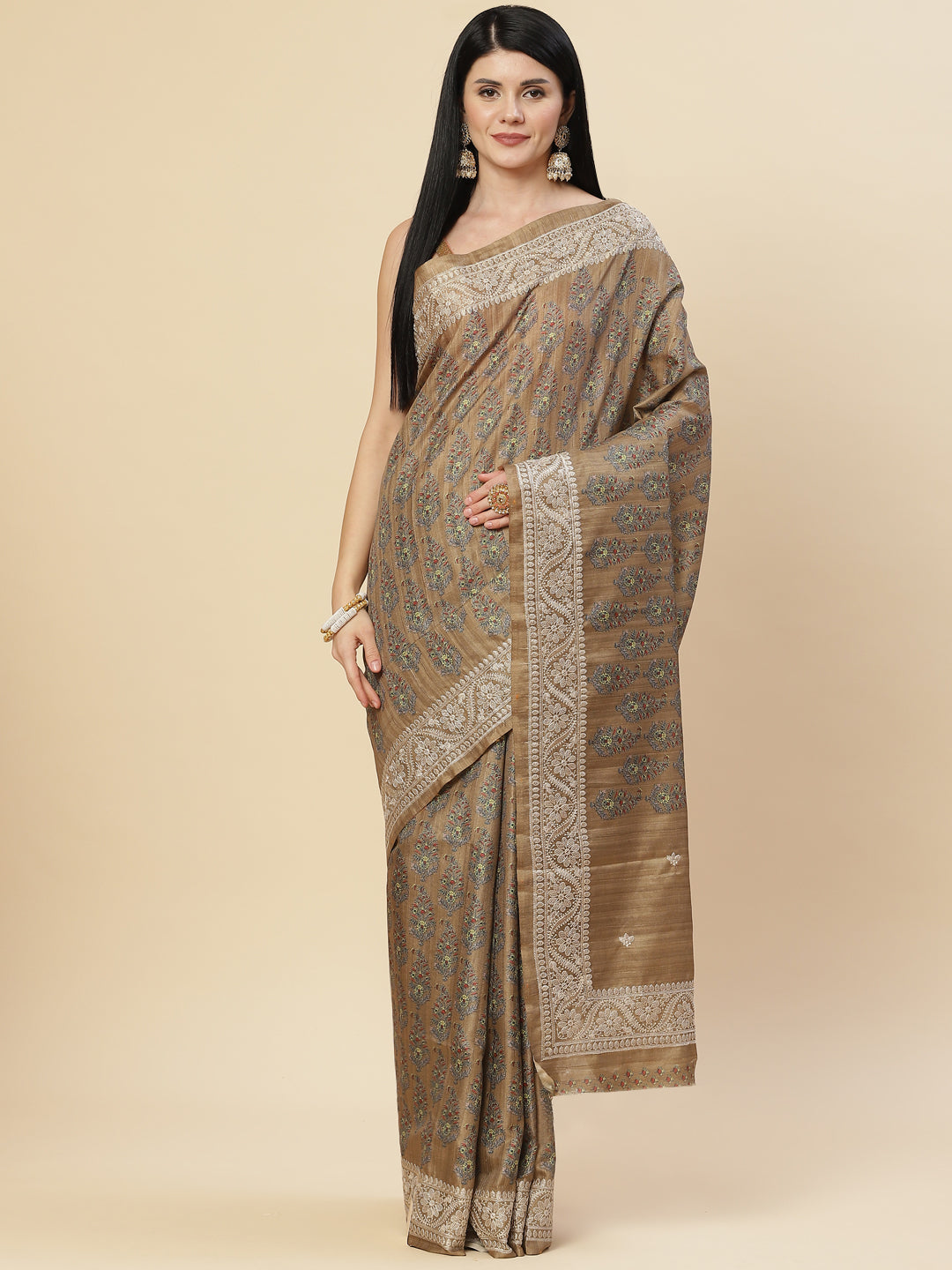 Digital Printed Tussar Saree