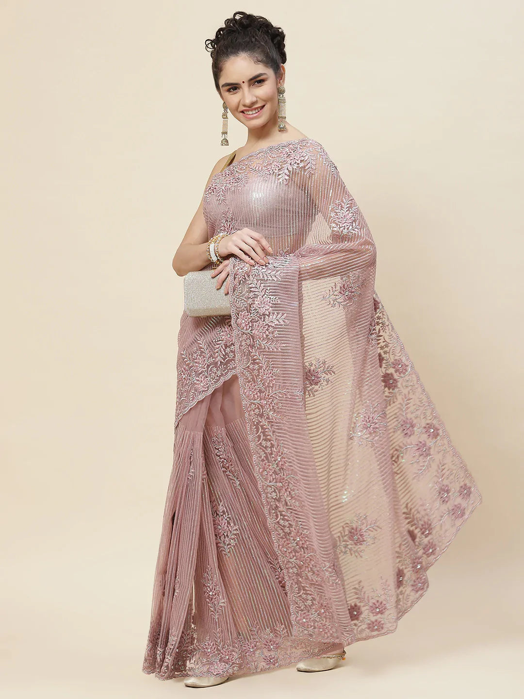Swarovski Jaal Embroidered Net Saree