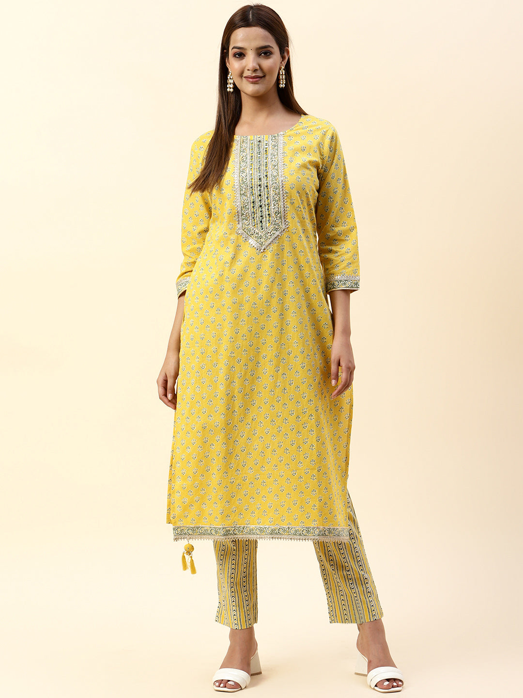 Printed Cotton Kurta With Pants