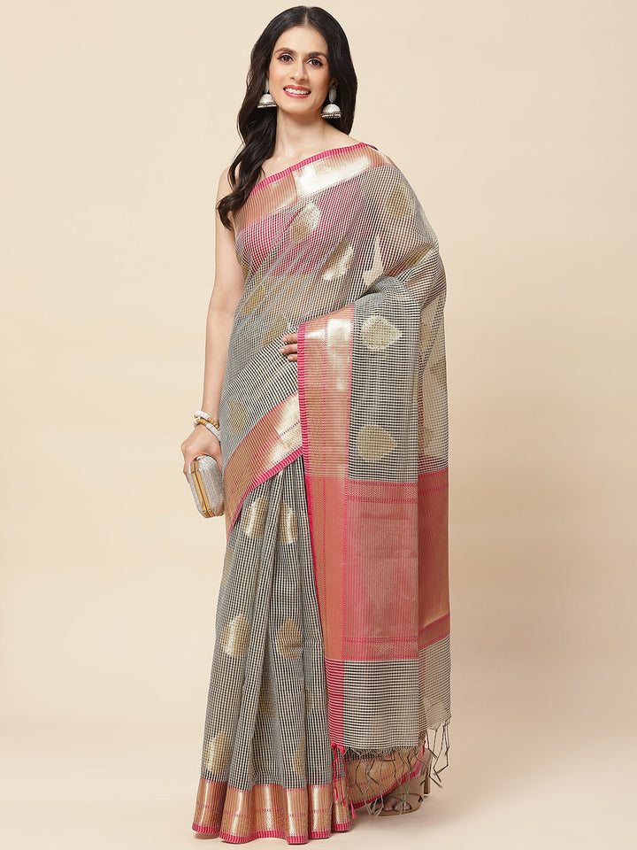 Zari Booti Woven Cotton Saree