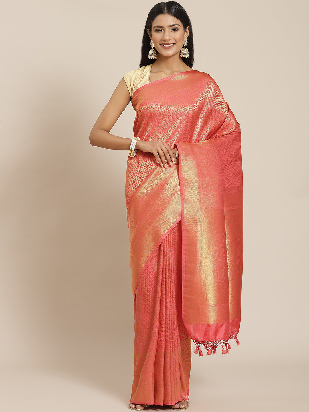 Brocade Zari Jaal Art Handloom Woven Saree