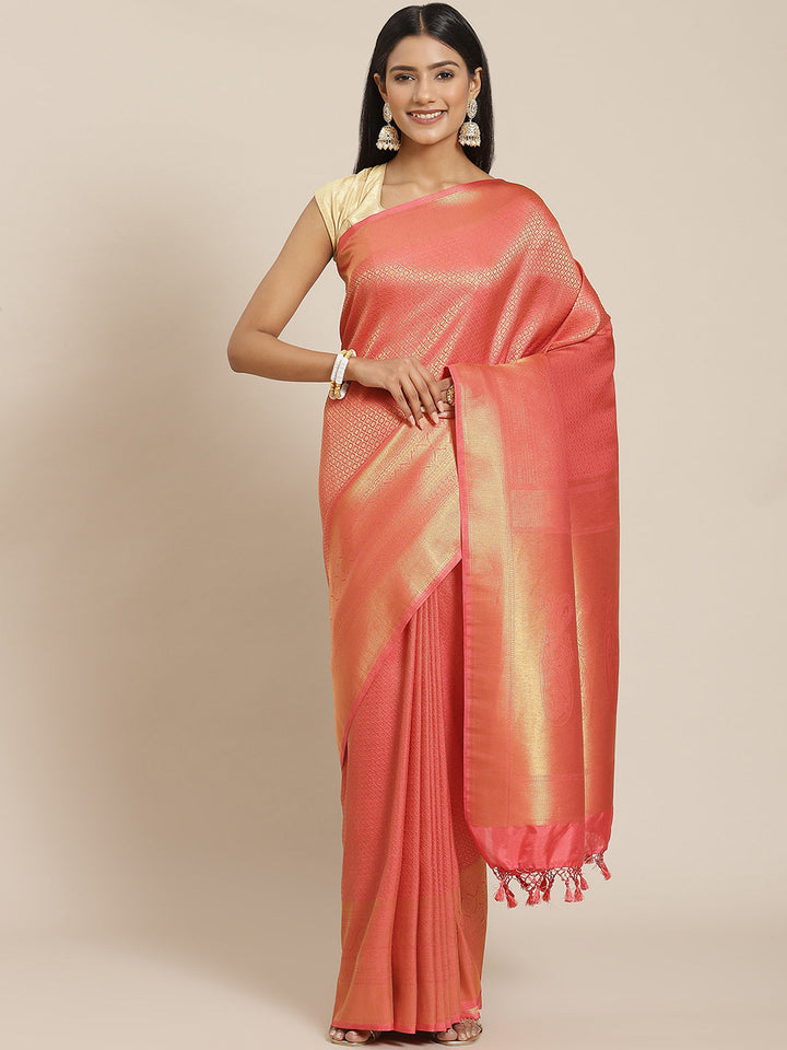 Brocade Zari Jaal Art Handloom Woven Saree