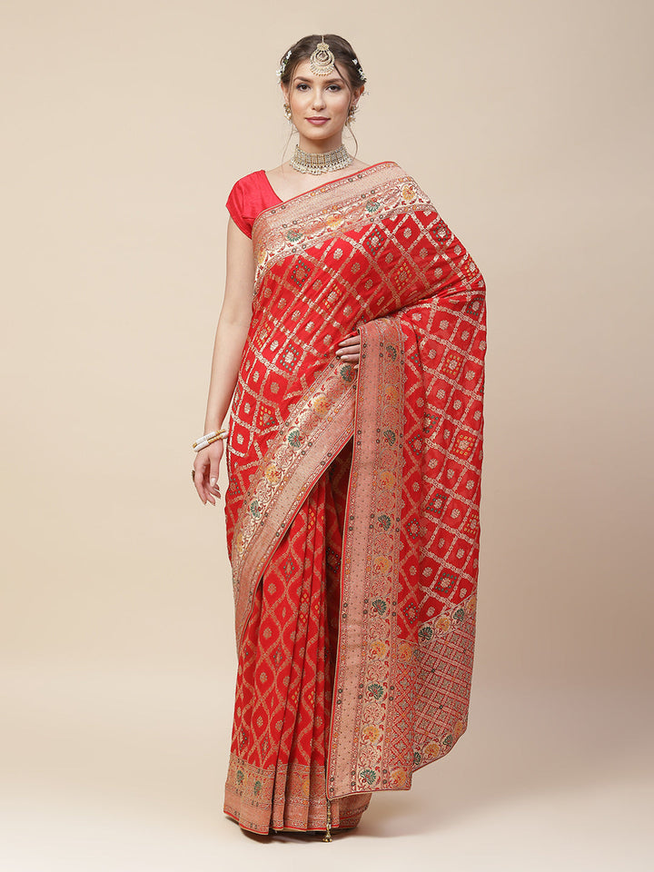 Gharchola Banarasi Embroidered Saree