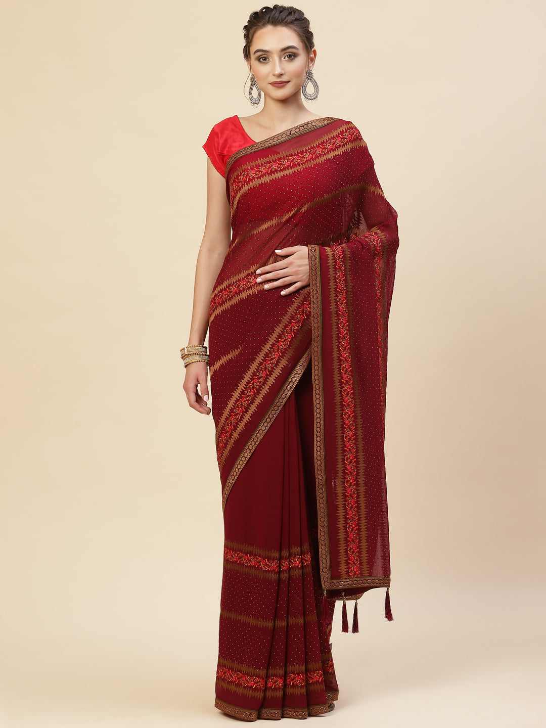 Swarovski Embroidered Georgette Saree