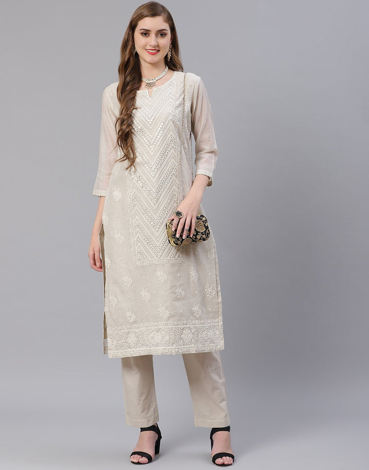 Chanderi Kurti With Straight Pant